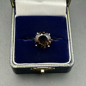 925 stamped large Smokey quartz ring